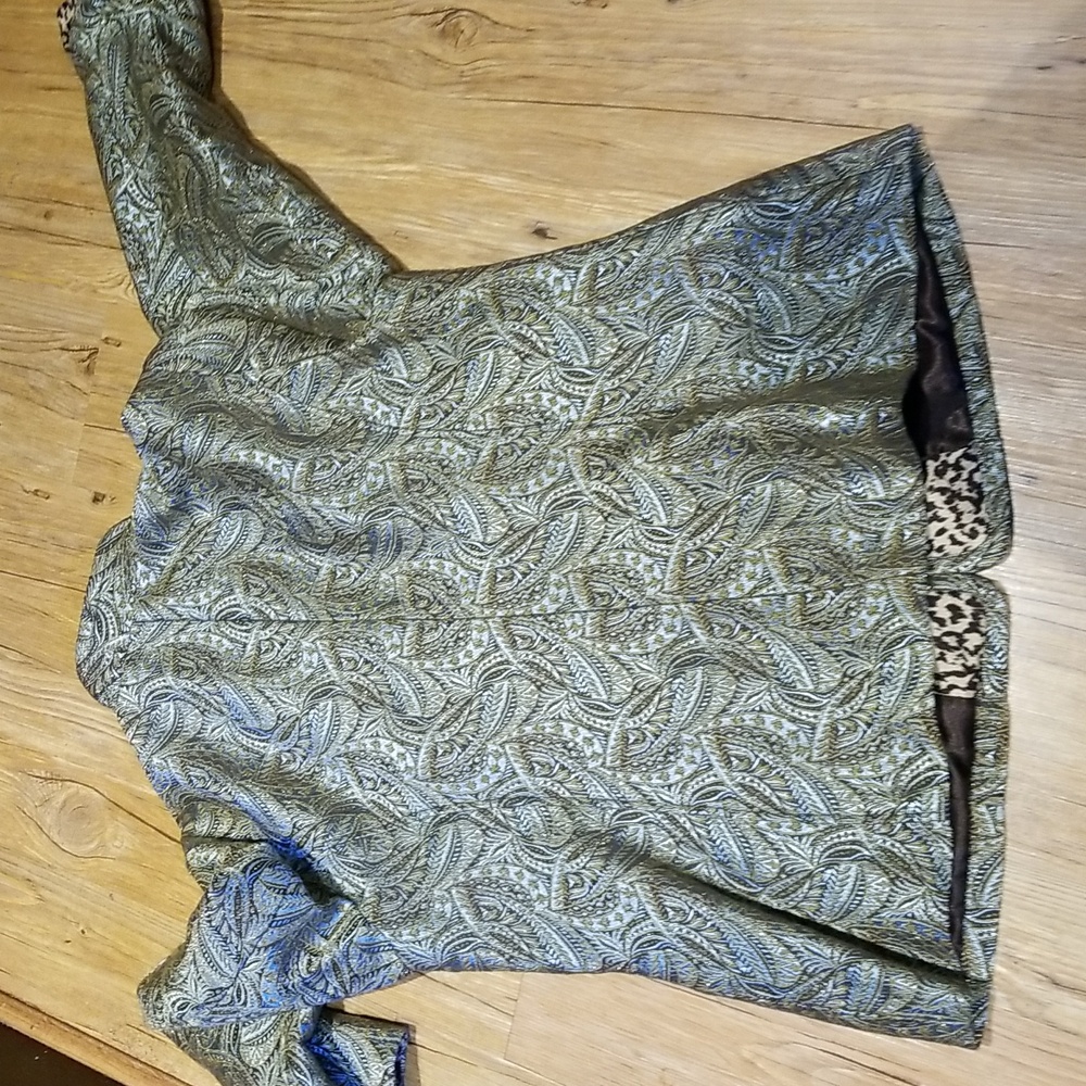 Chico's Beautiful Brown Aqua Patterned Jacket Euc… - image 4